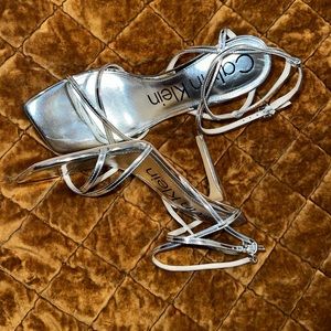 Calvin Klein metallic square toe heel